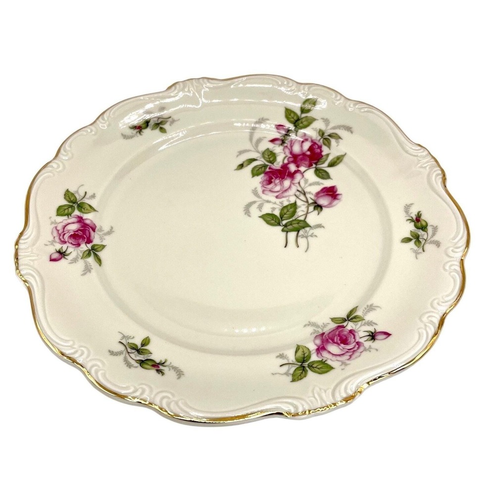 Rosenthal Pompadour "Courtship"‎ 8" Salad Plate – Pink Roses/Gold Trim/Germany